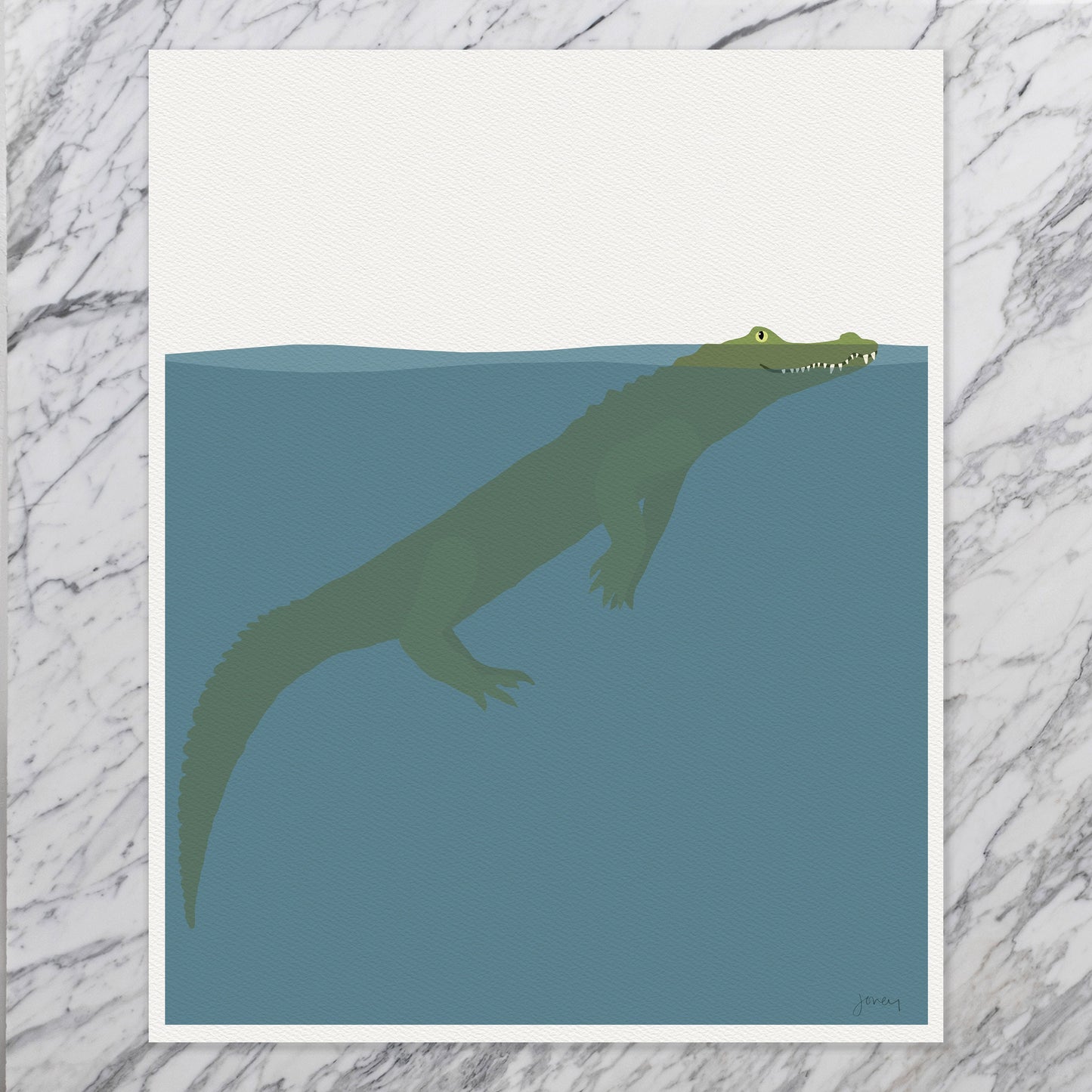 Floating Baby Alligator Art Print - Unframed or Framed - 161226