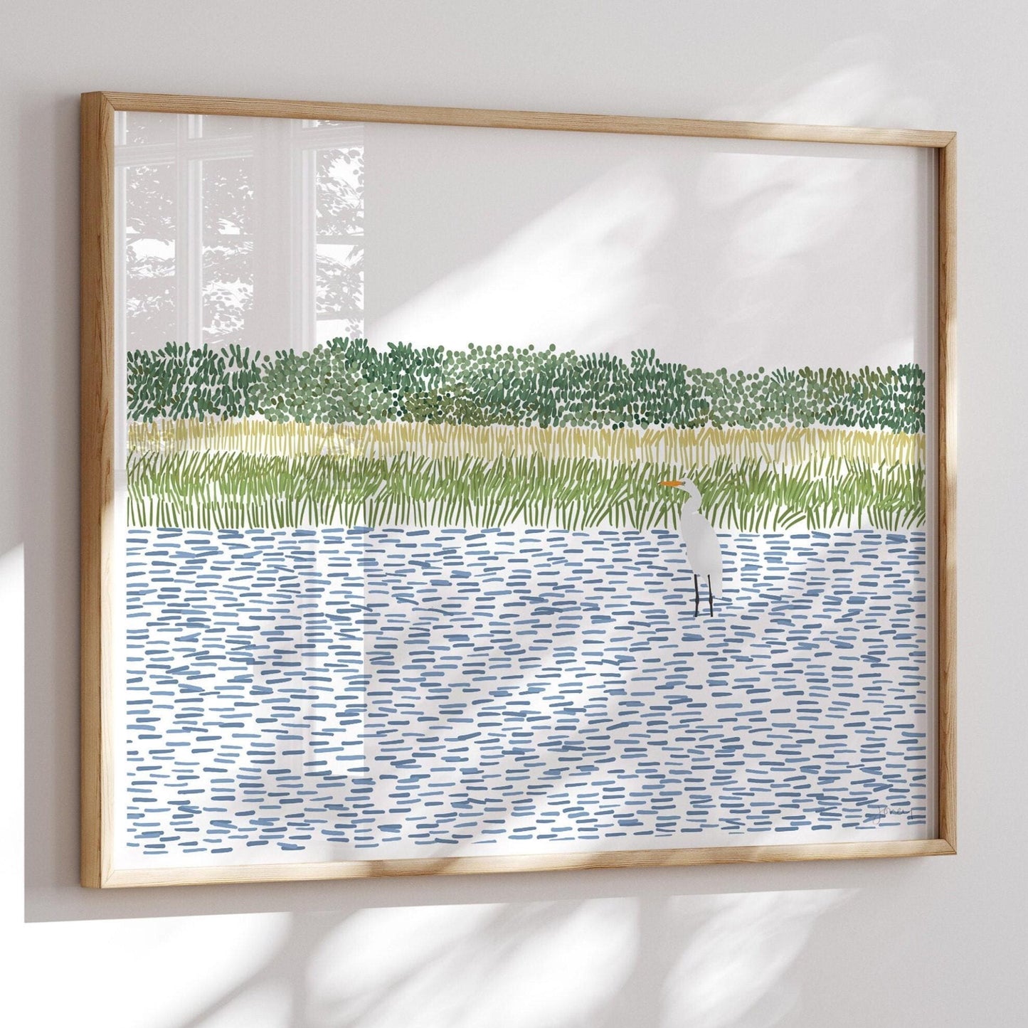 Egret in Wetlands Art Print - Unframed or Framed - 210806