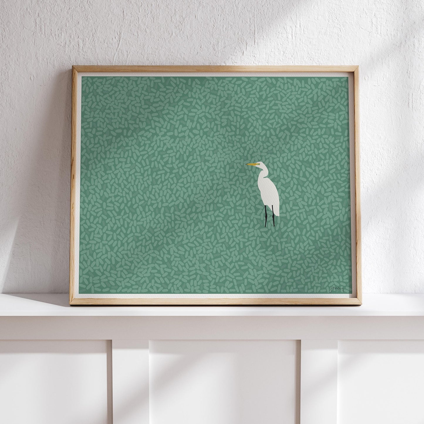 Egret in Marsh Art Print - Unframed or Framed - 250611