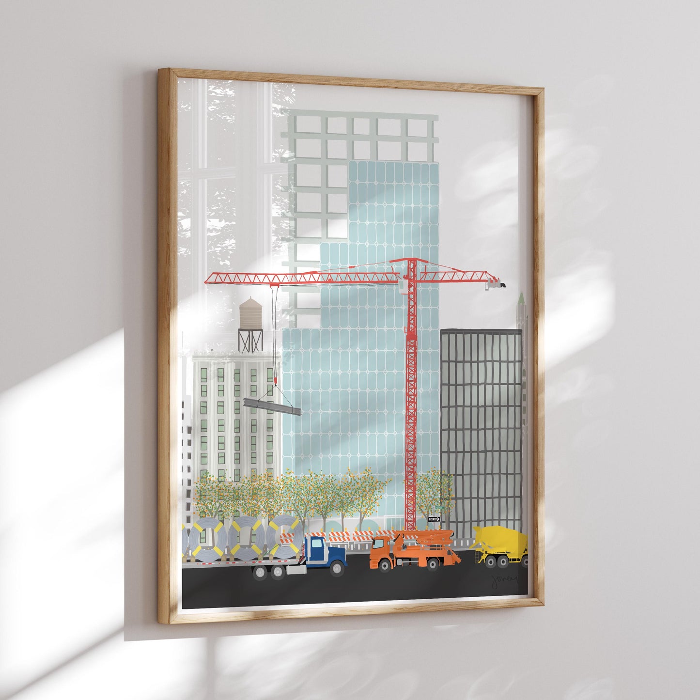 Skyscraper Construction Art Print - Signed Jorey Hurley Illustration - 171024