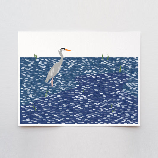 Heron Art Print – Signed Minimalist Coastal Wall Art - 251020