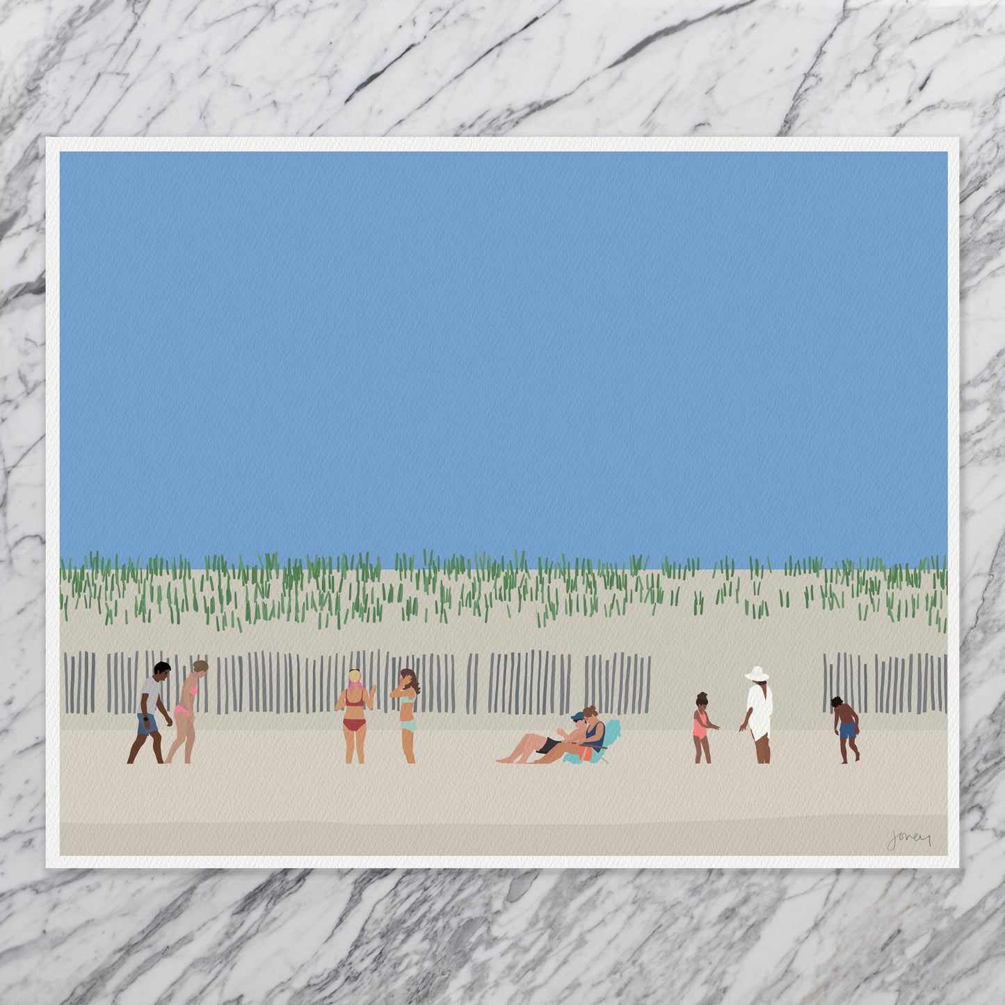 Beach Dune Fence Wall Art, Coastal Signed Print