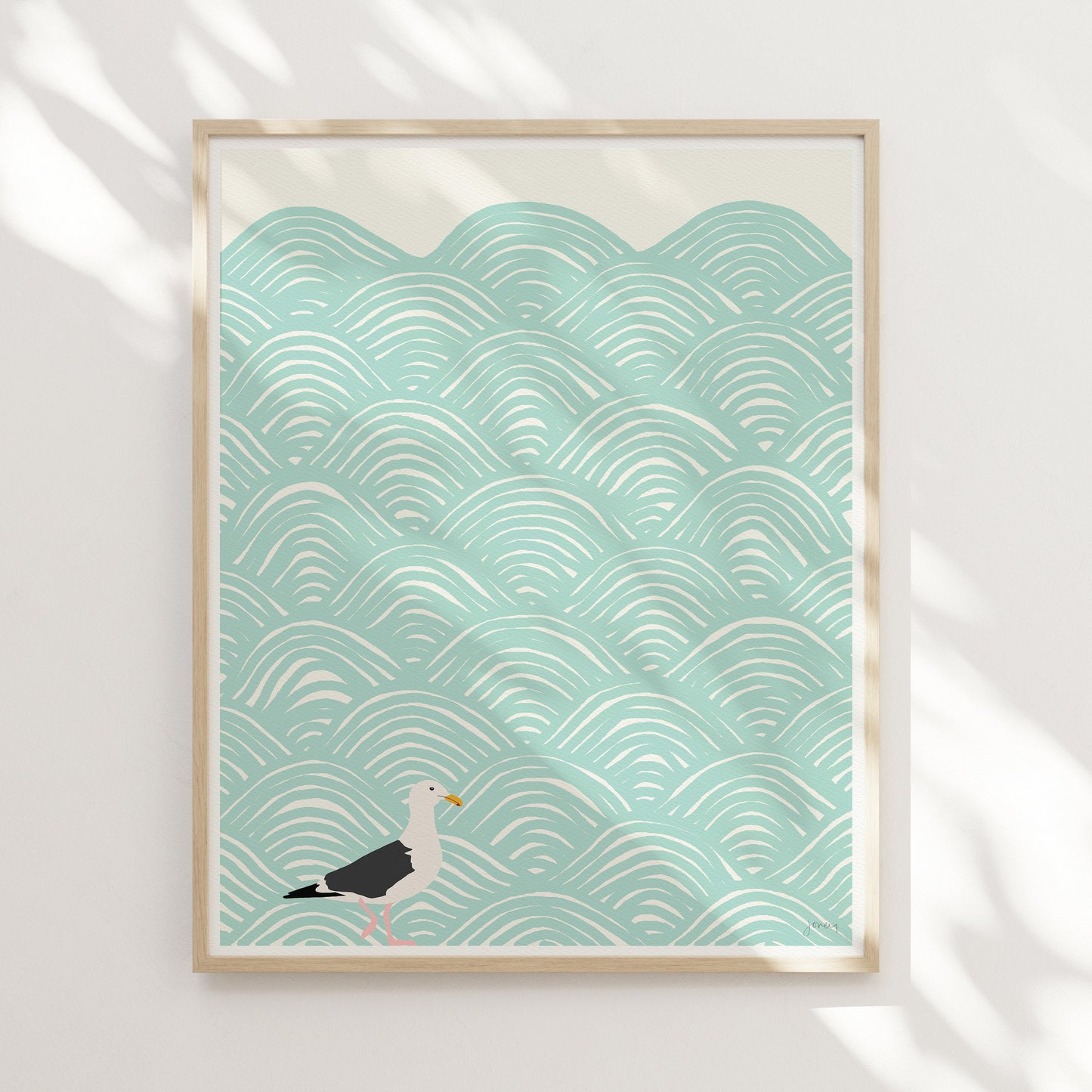 Seagull on Abstract Pattern Art Print - Unframed or Framed - 120723