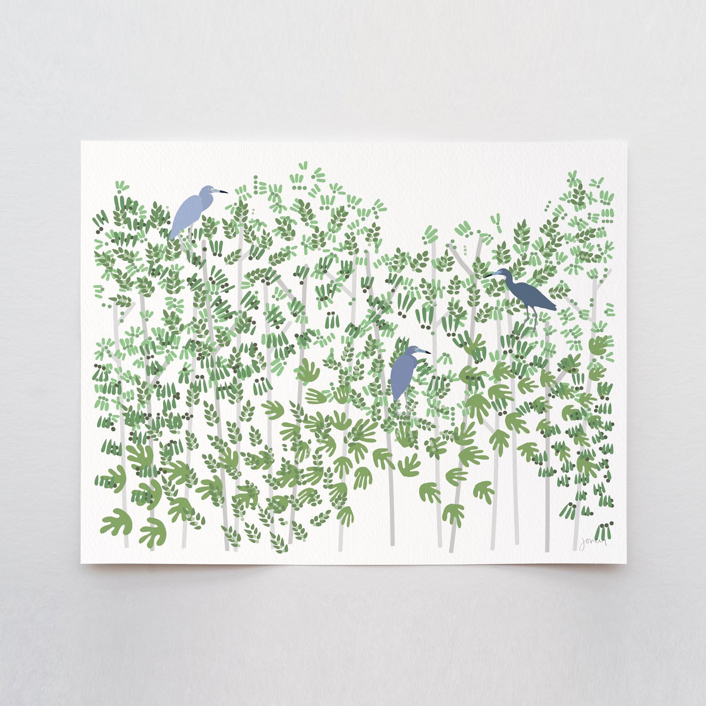 Mangrove with Little Blue Herons Art Print - Unframed or Framed - 250112