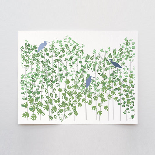 Mangrove with Little Blue Herons Art Print - Unframed or Framed - 250112