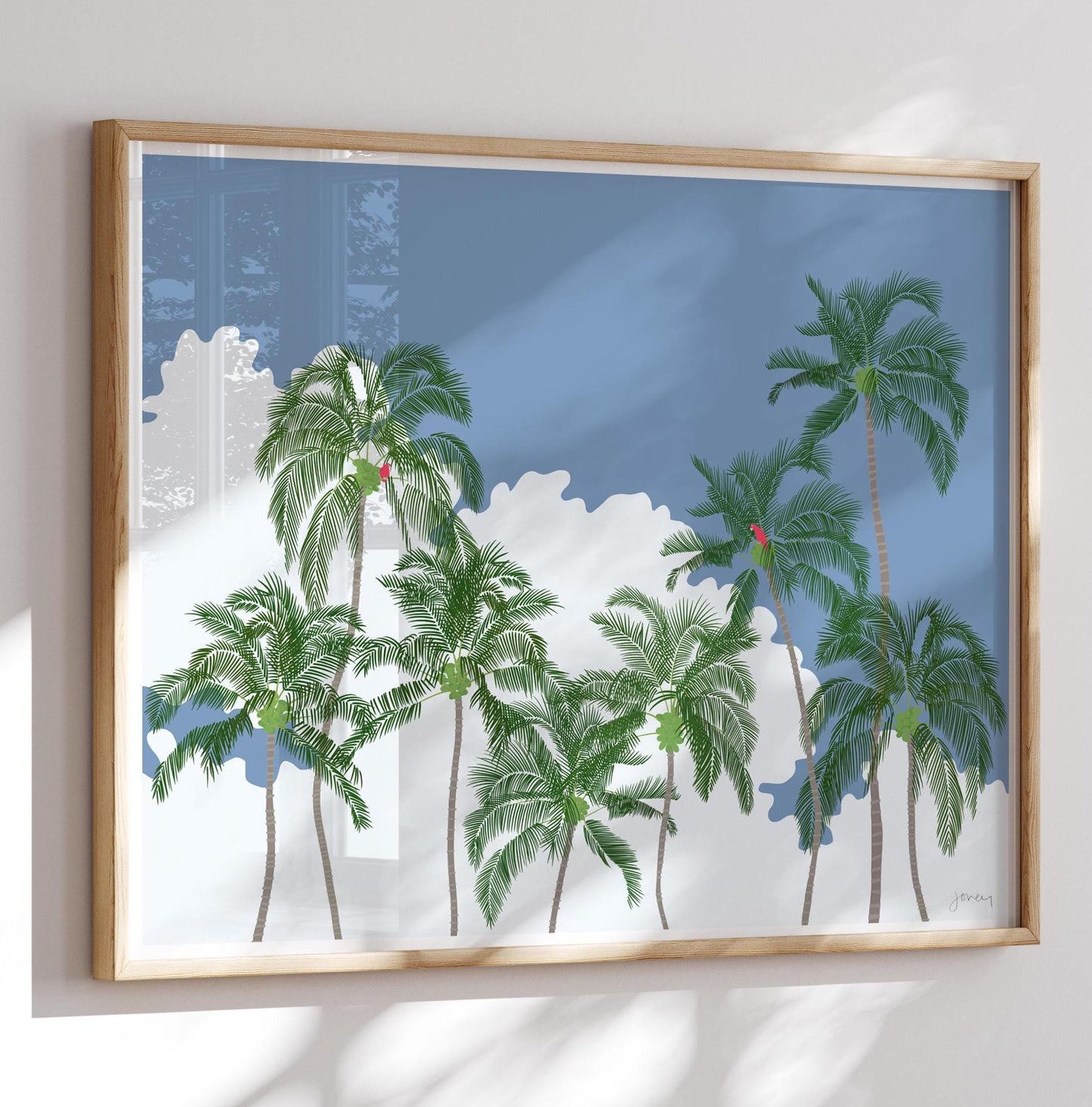 Parrots in Palms Trees Art Print - Unframed or Framed - 250202