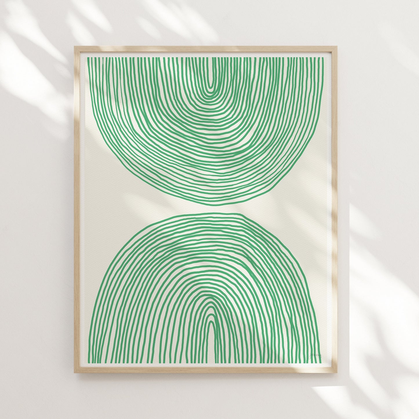 Green Striped Abstract Art Print - Framed or Unframed - 160214