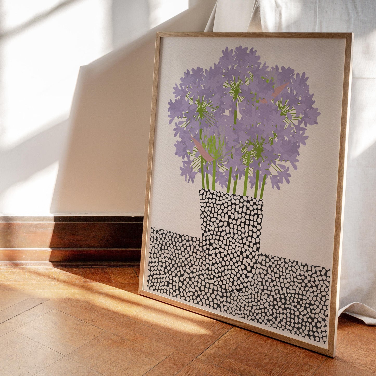 Abstract Agapanthus Still Life Art Print - Unframed or Framed - 220121