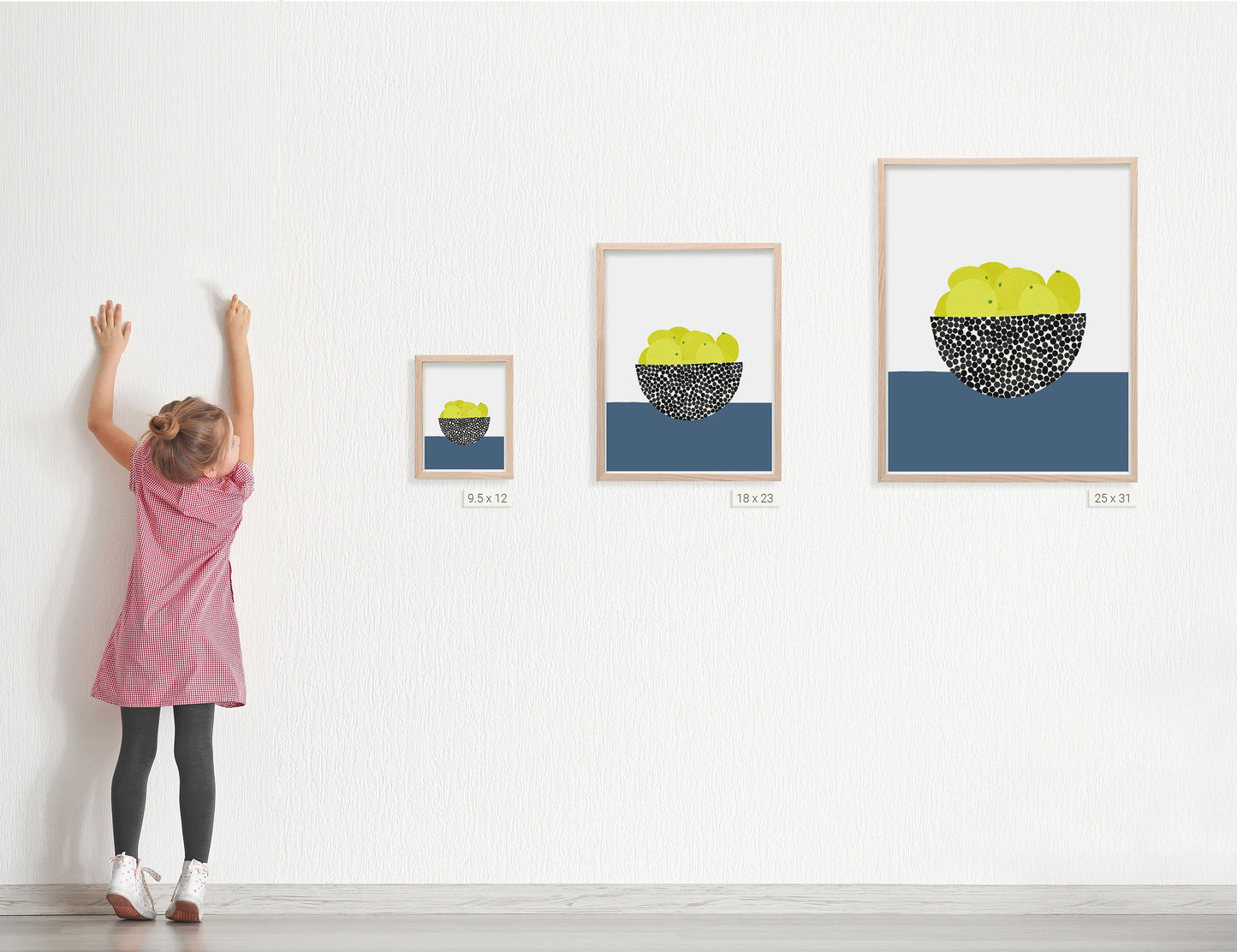 Lemons in Abstract Bowl Art Print - Unframed or Framed - 200618