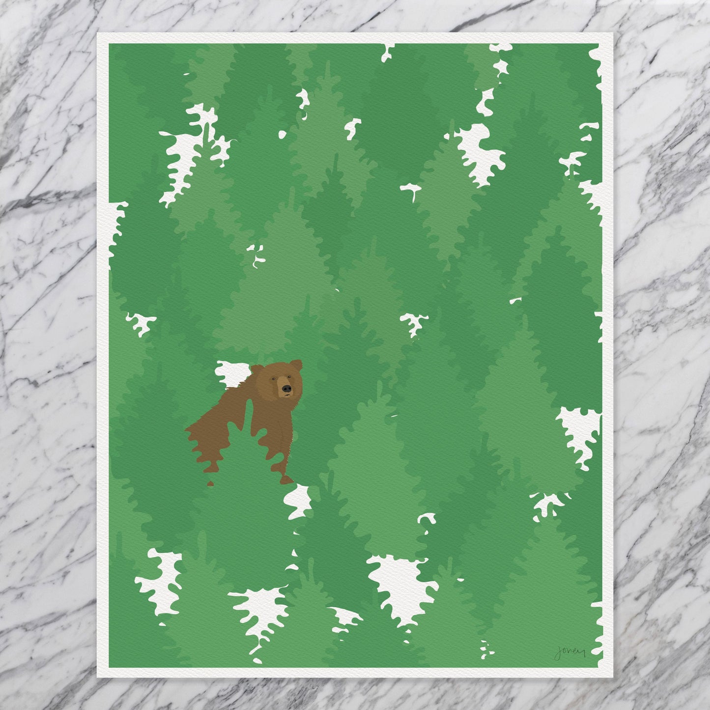 Bear in Forest Art Print - Unframed or Framed -250110