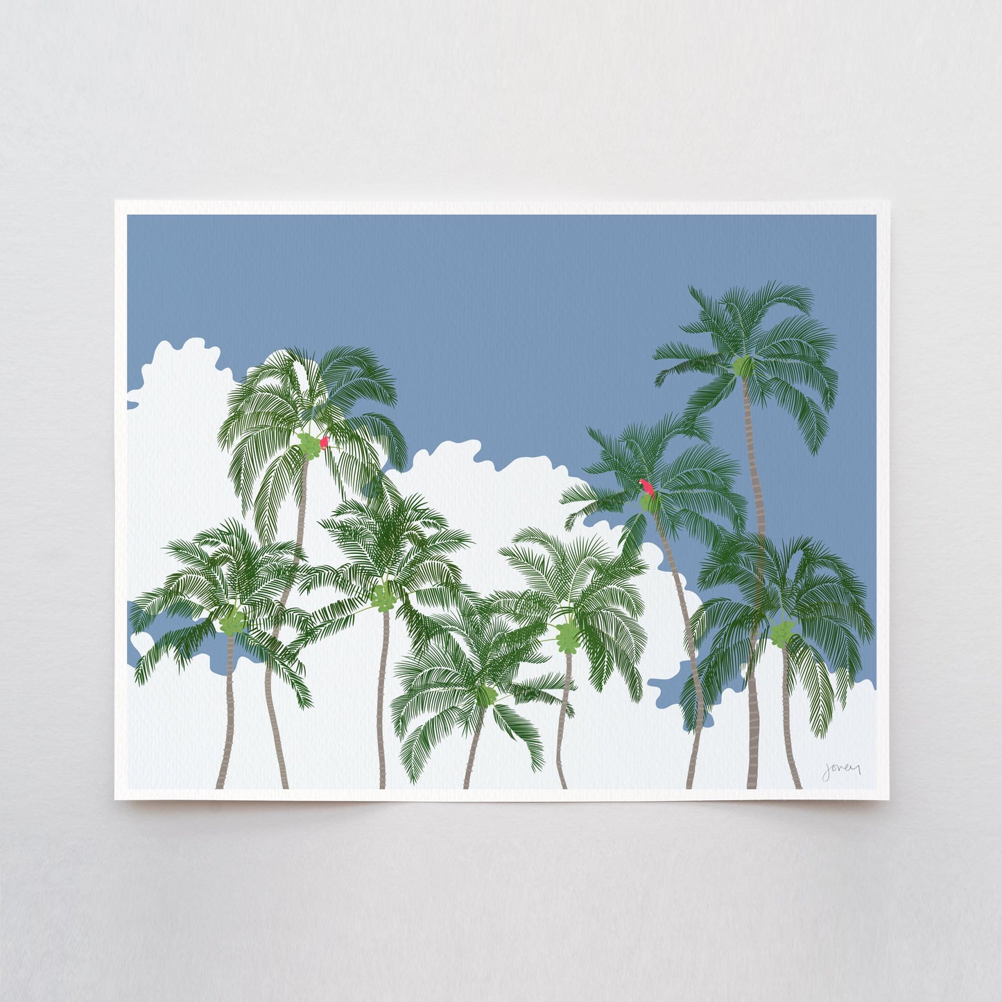 Parrots in Palms Trees Art Print - Unframed or Framed - 250202