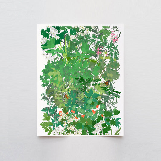 Mille Fleur with Butterflies Art Print - Unframed or Framed - 210507