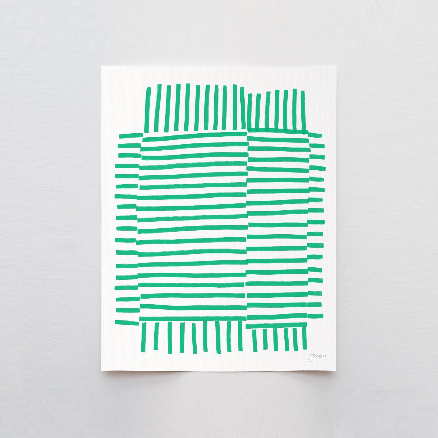 Green Striped Art Print - Unframed or Framed - Abstract Wall Art - 181113