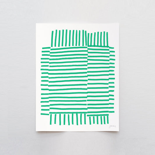 Green Striped Art Print - Unframed or Framed - Abstract Wall Art - 181113