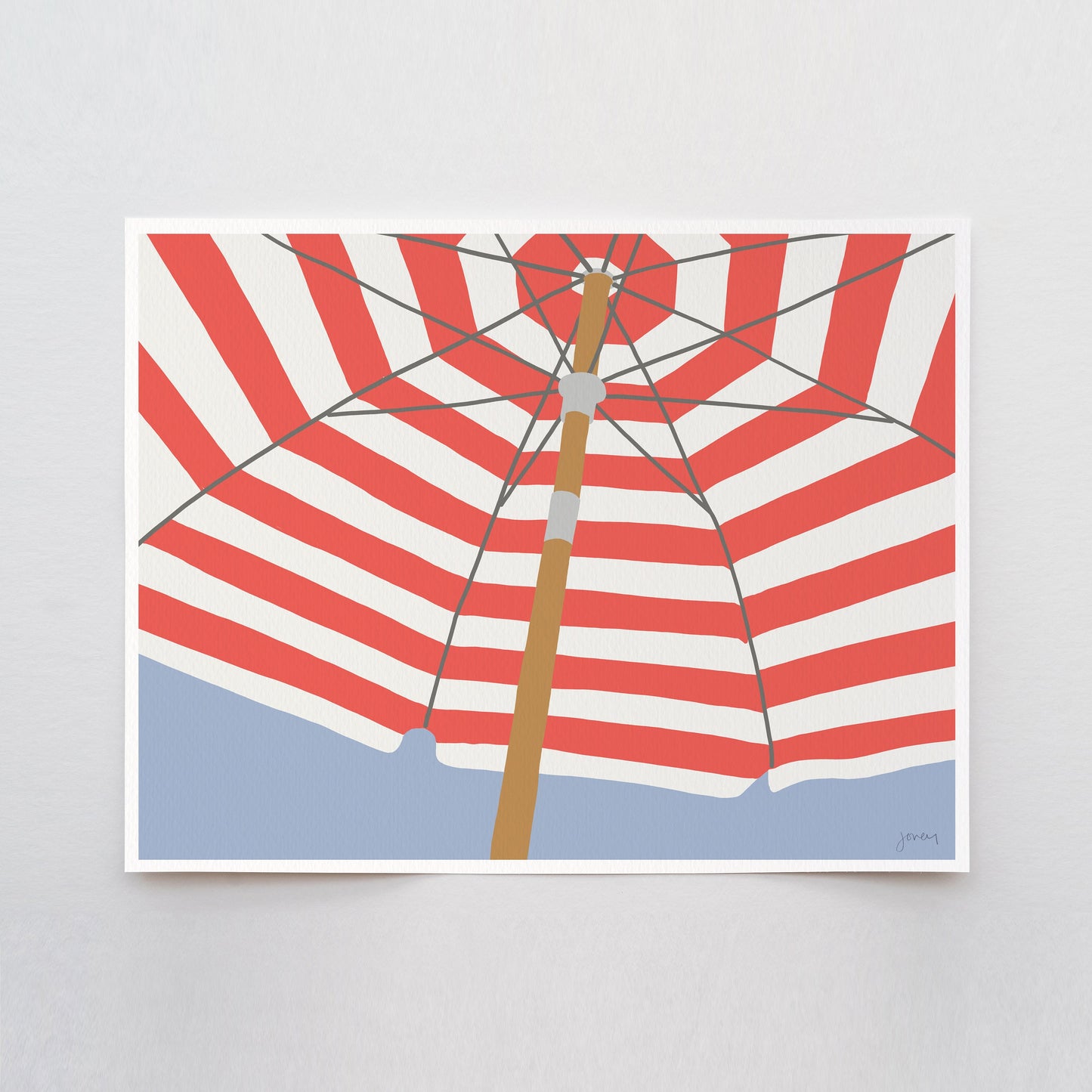 Coral Umbrella Art Print - Unframed or Framed - 240714