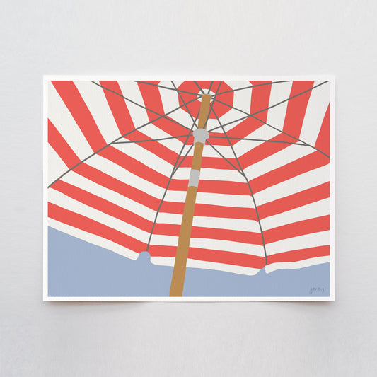 Coral Umbrella Art Print - Unframed or Framed - 240714