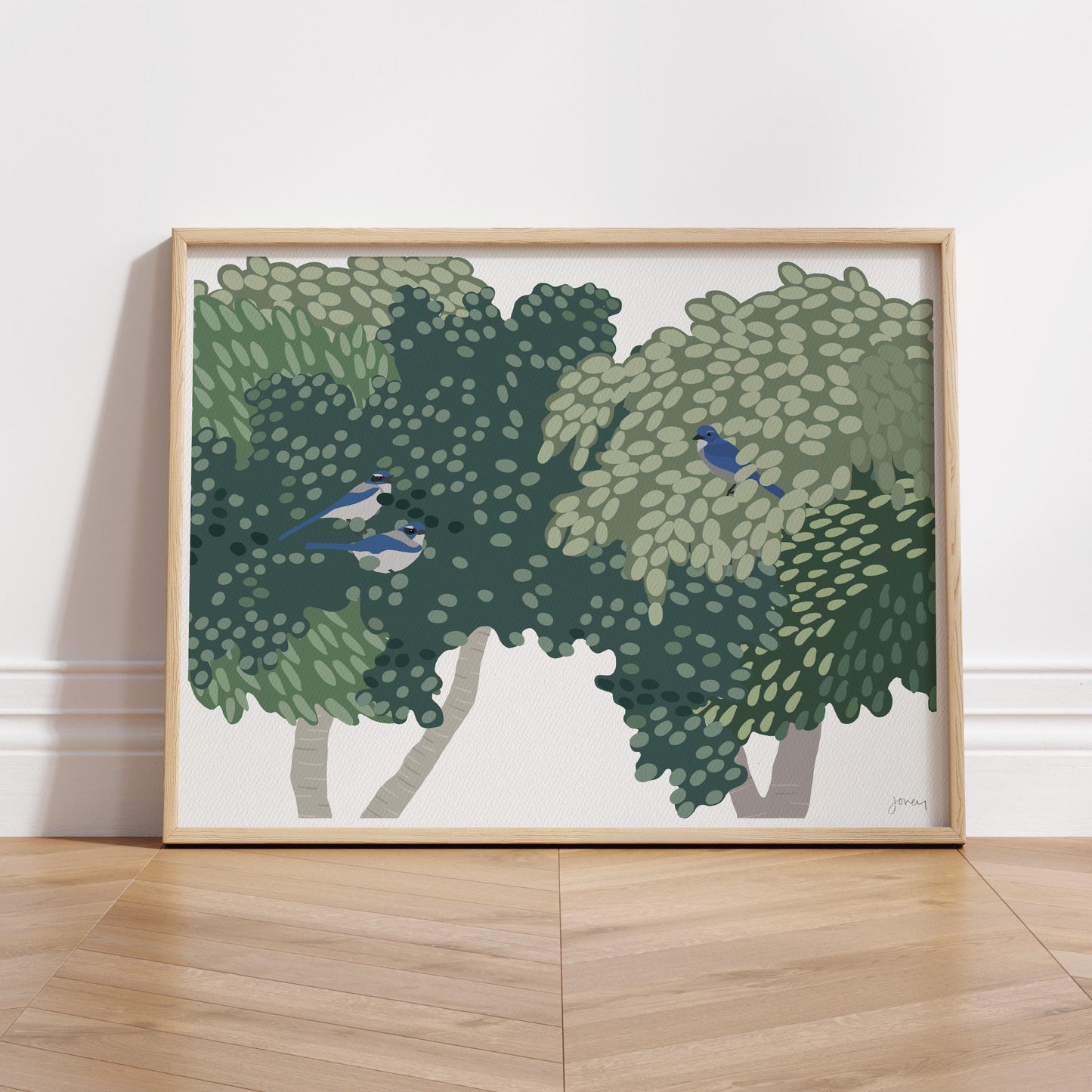 Singing Blue Jays Art Print - Unframed or Framed - 250114