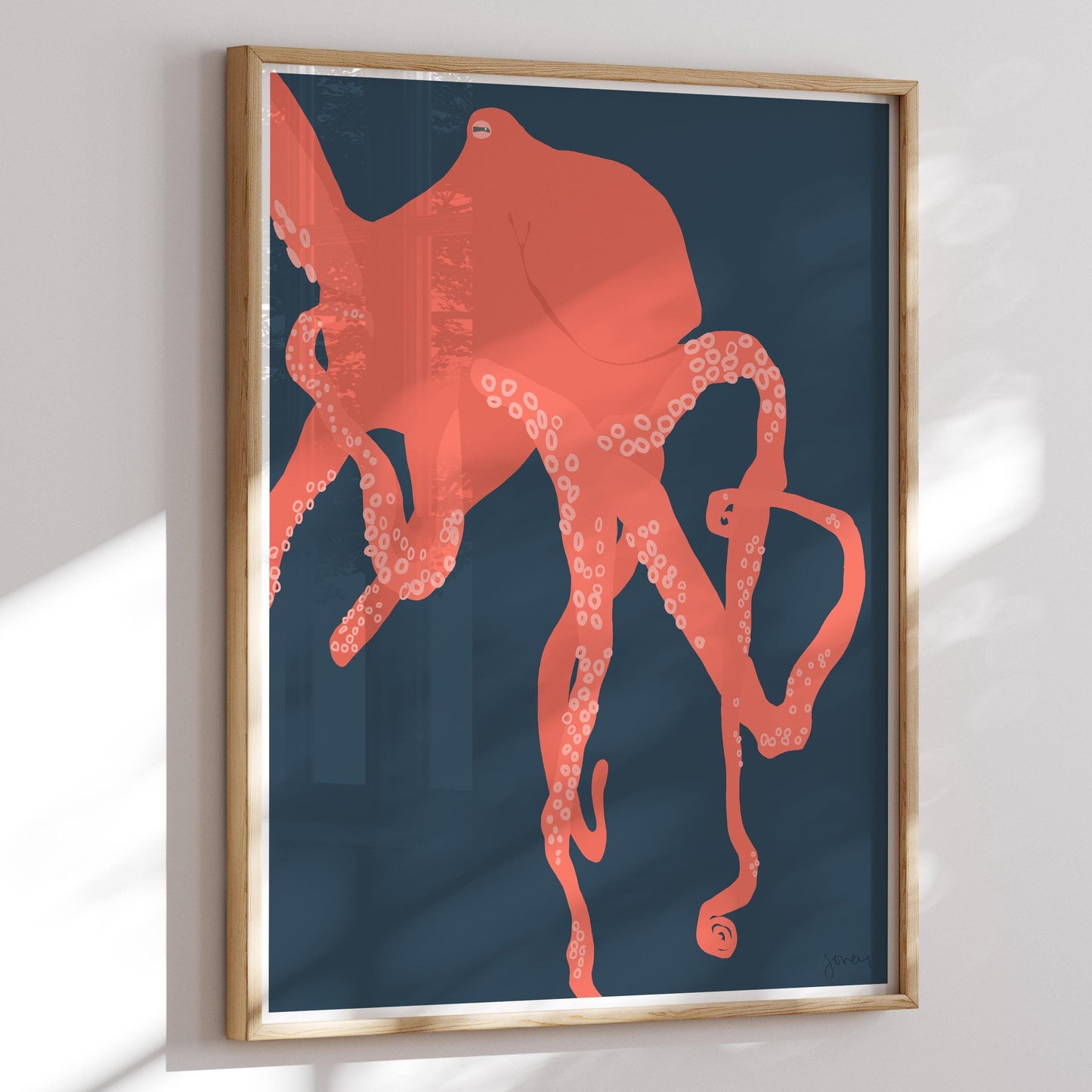 Red Octopus Art Print - Unframed or Framed - 150615