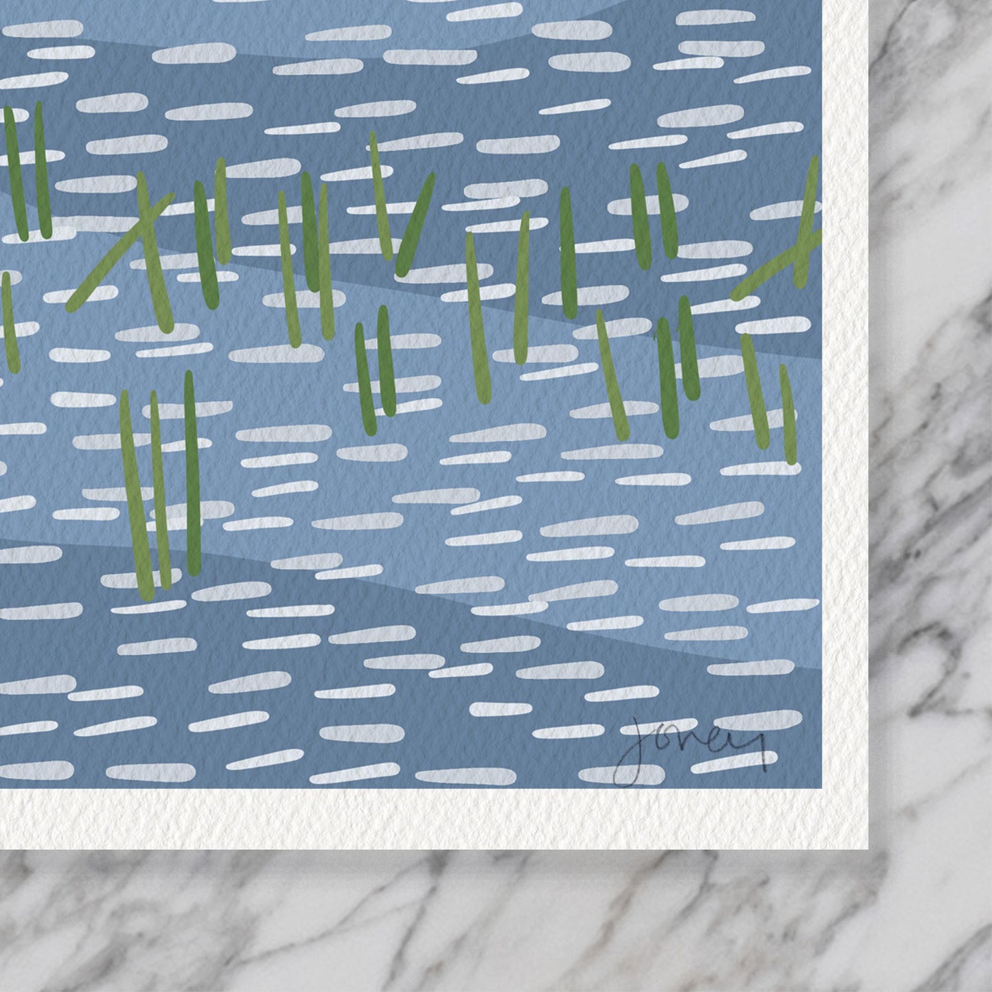 Loon Tidal Marsh Print - Signed Minimalist Bird Art on Museum Quality Paper