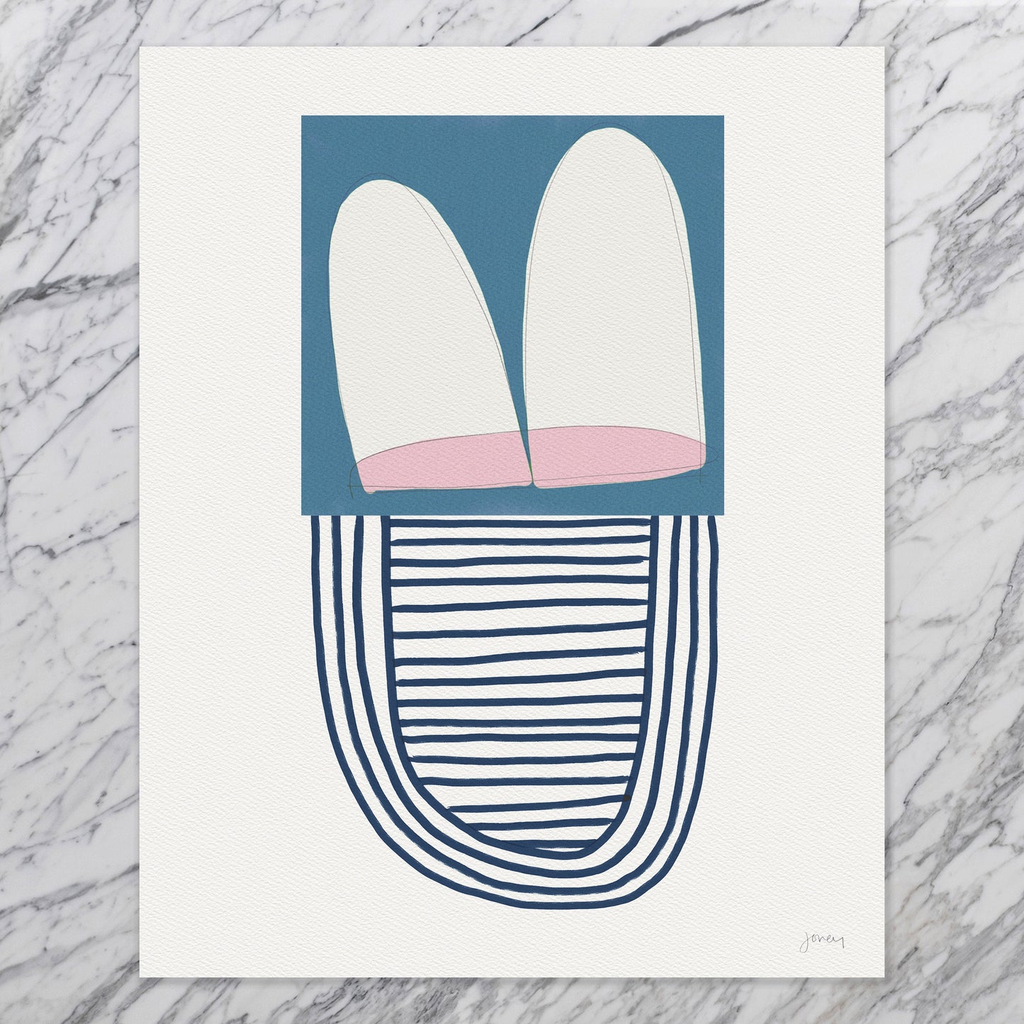 Blue and Pink Abstract Art Print - Unframed or Framed - 180308