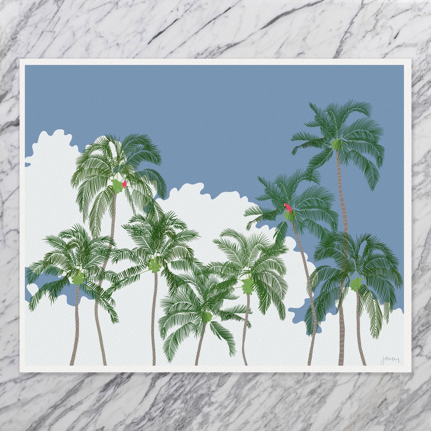 Parrots in Palms Trees Art Print - Unframed or Framed - 250202