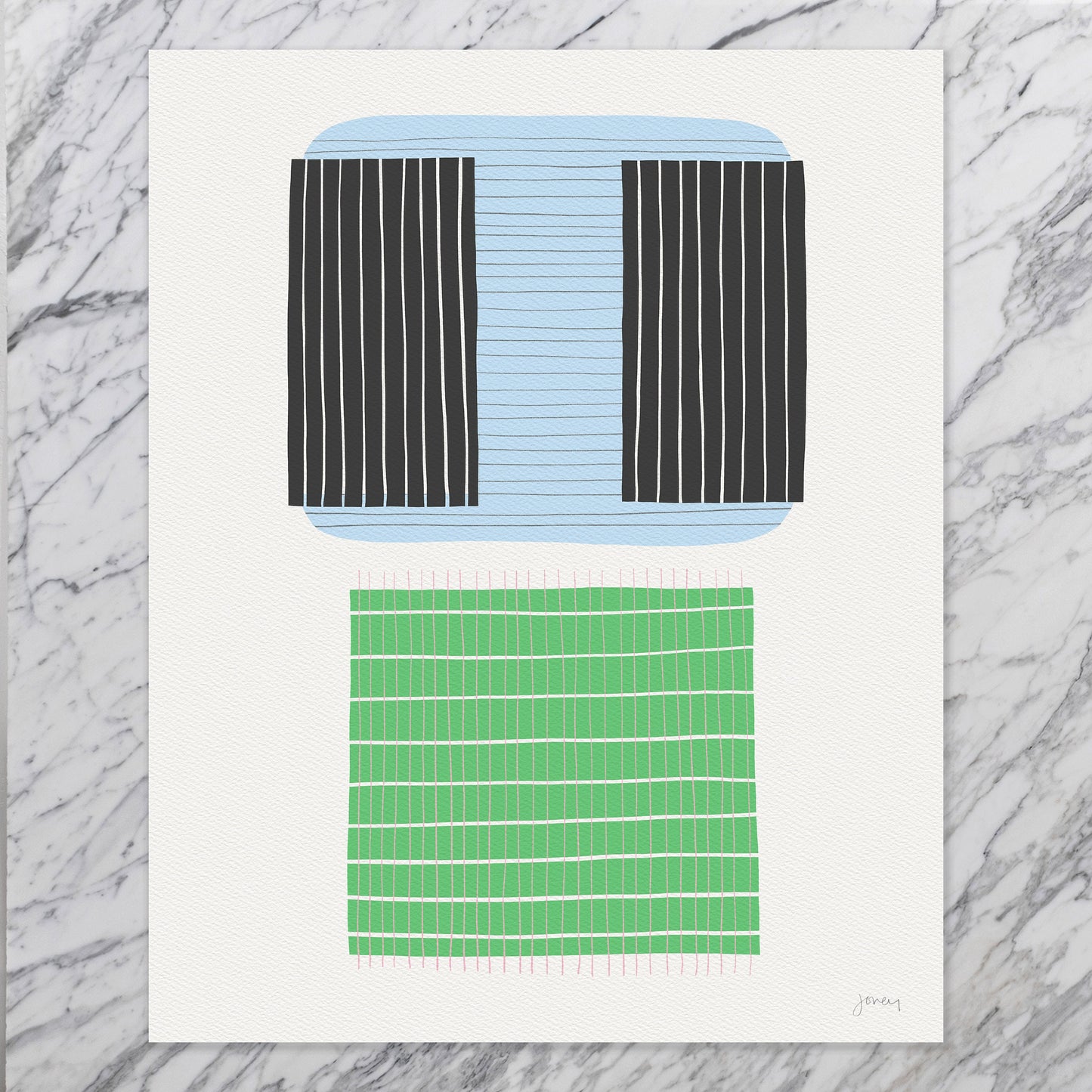 Blue and Green Abstract Art Print- Unframed or Framed - 190705