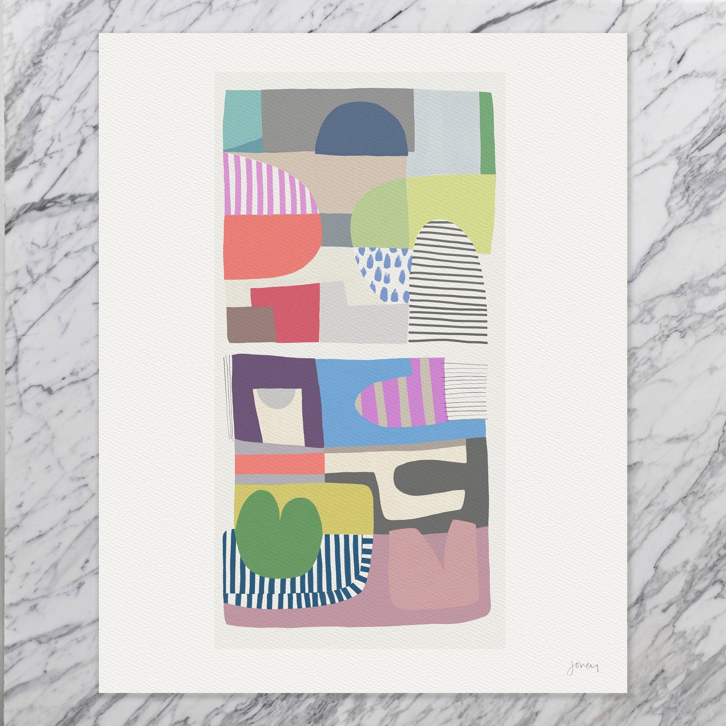 Colorful Shapes Abstract Art Print - Unframed or Framed - 180613