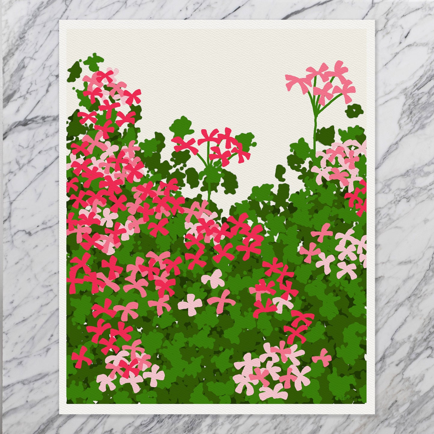 Geranium Hedge Art Print - Unframed or Framed - 120105