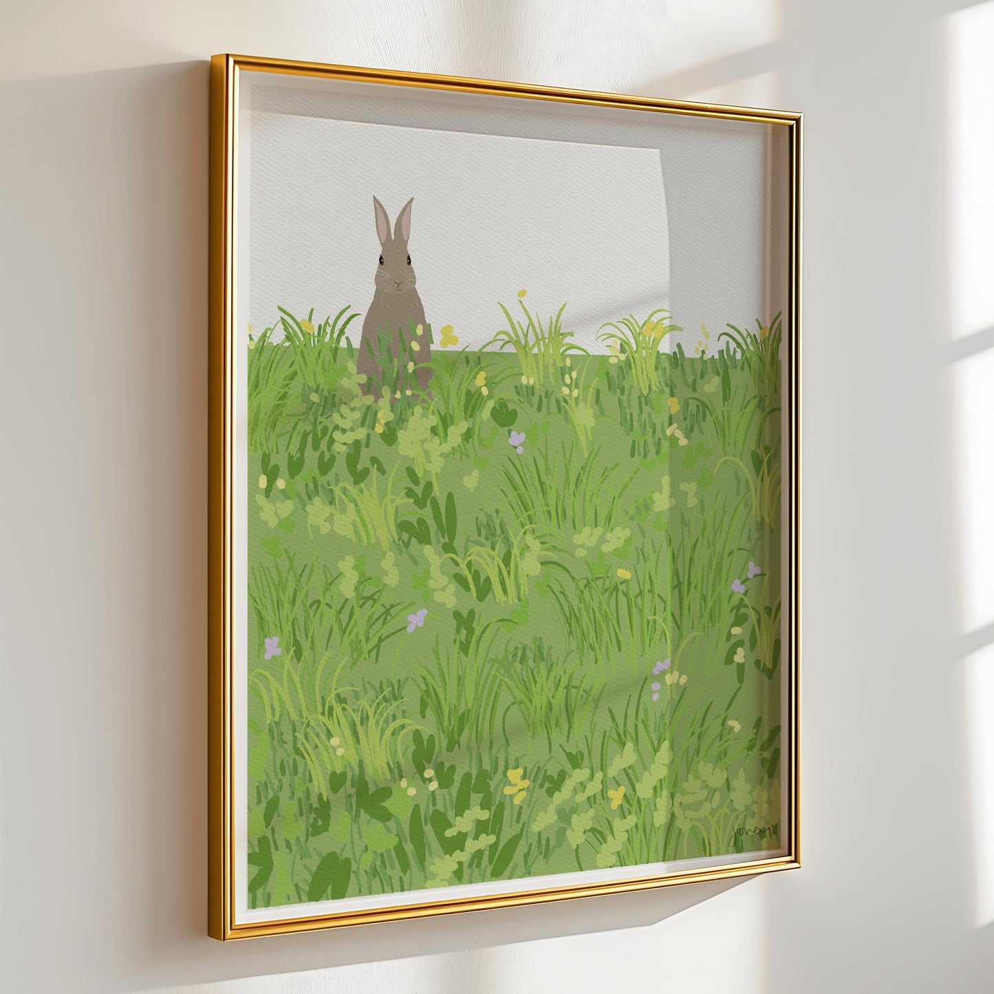 Bunny in the Grass Art Print - Unframed or Framed - 130307