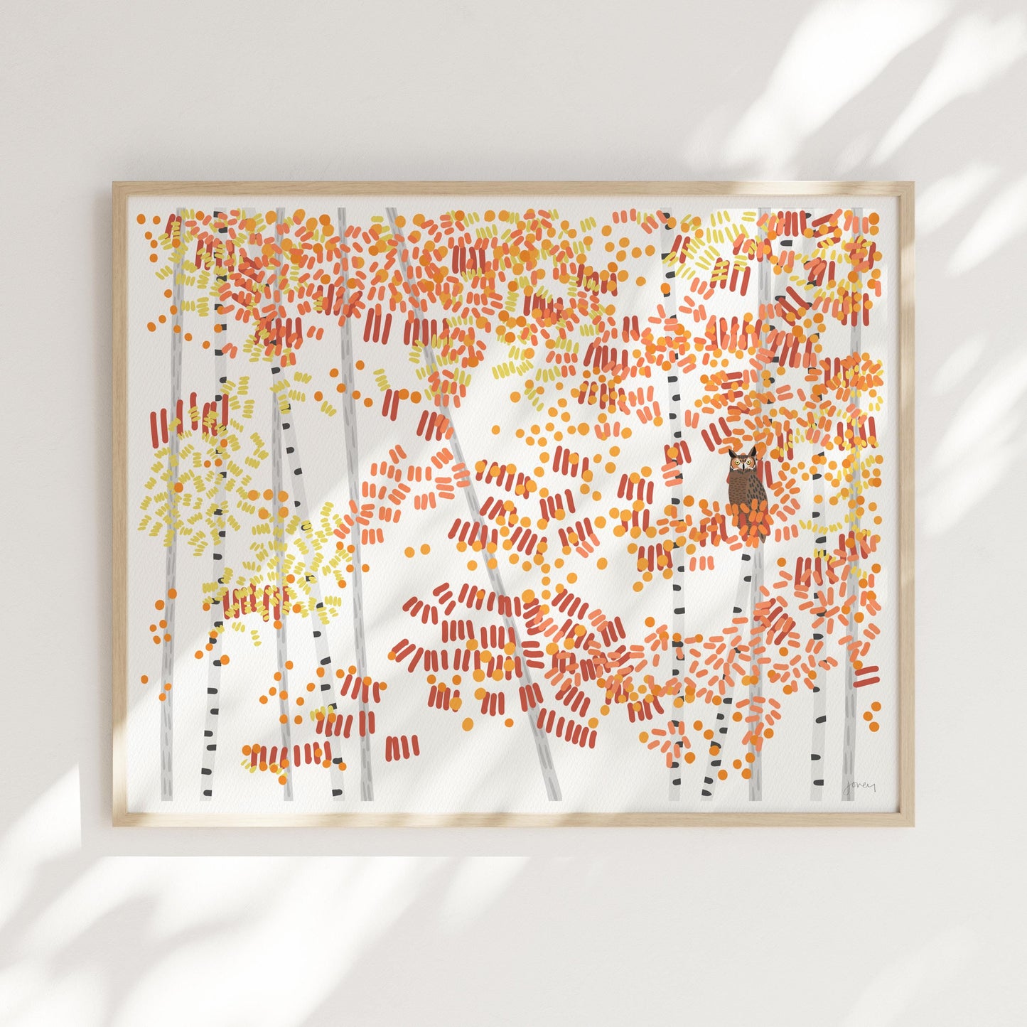 Owl in Fall Foliage Art Print - Signed by Jorey Hurley - 251130