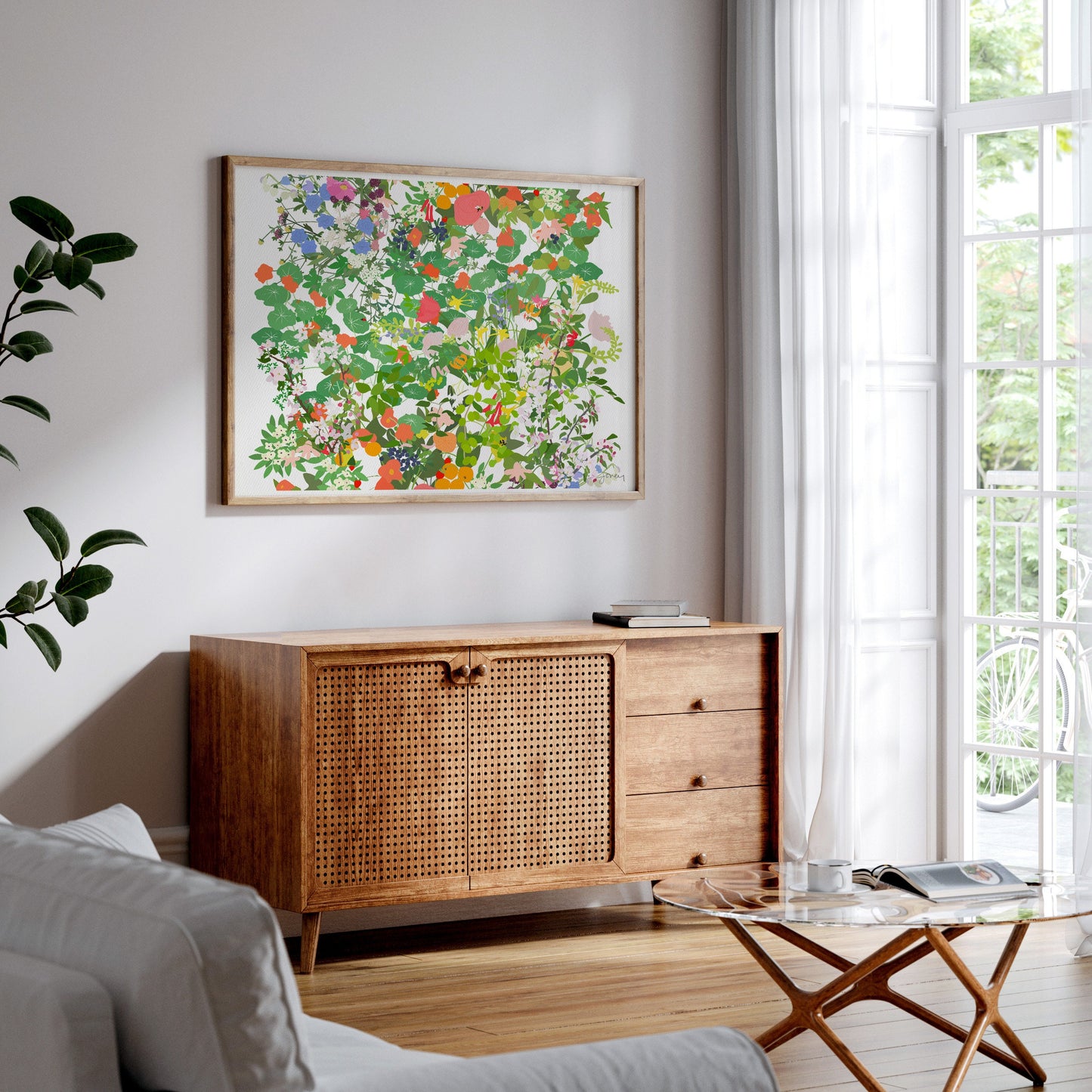 Nasturtiums Mille Fleur  Art Print - Unframed or Framed - 210510