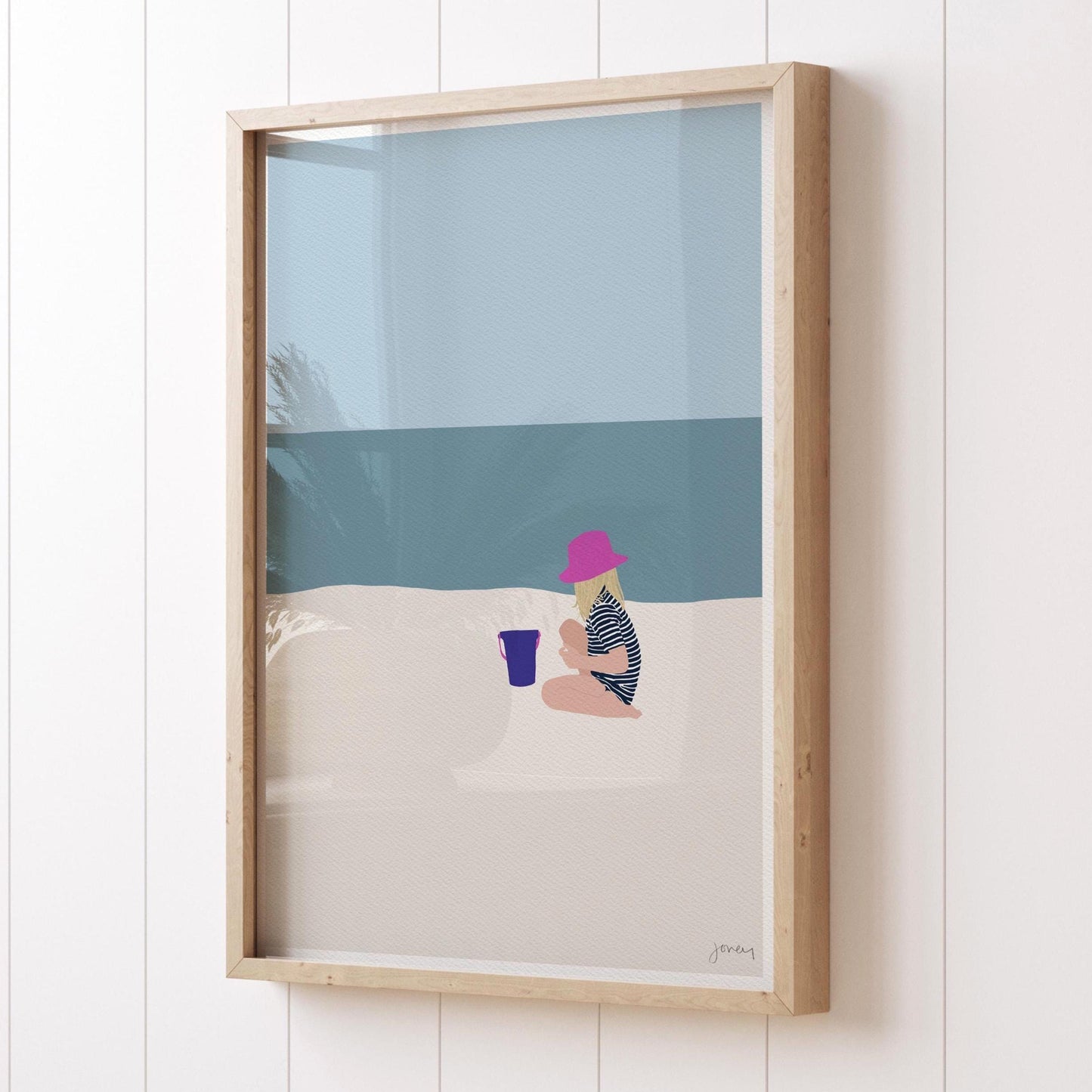 Girl with Beach Bucket Art Print - Unframed or Framed - 130618