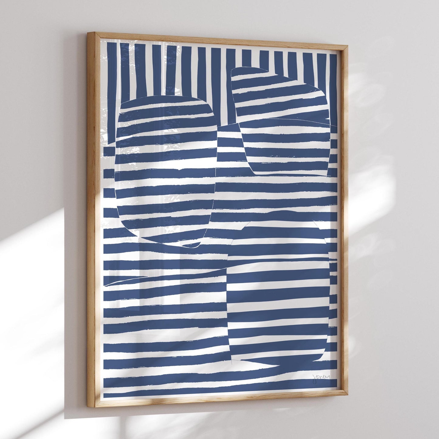 Striped Blue Abstract Art Print - Unframed or Framed - 170905
