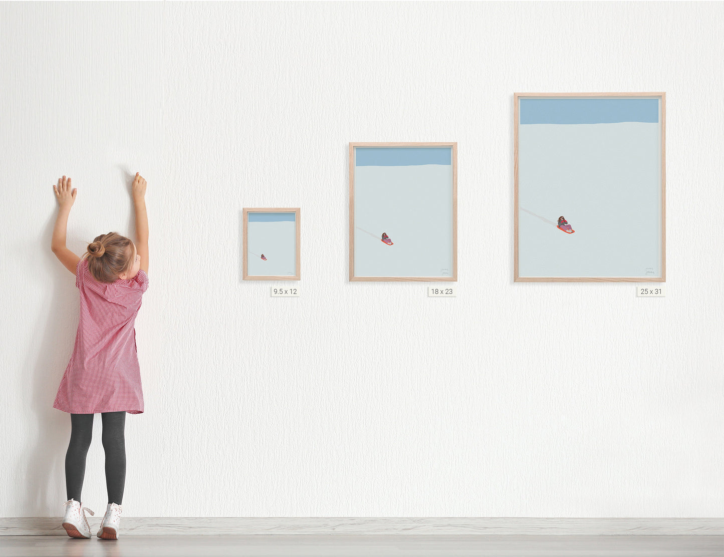 Tobogganing Art Print - Unframed or Framed - 211225