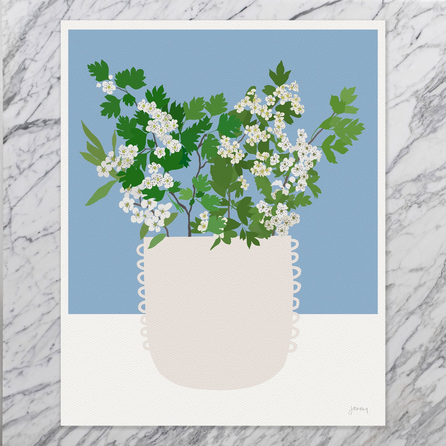 Hawthorn Blossoms Art Print - Unframed or Framed - 201107