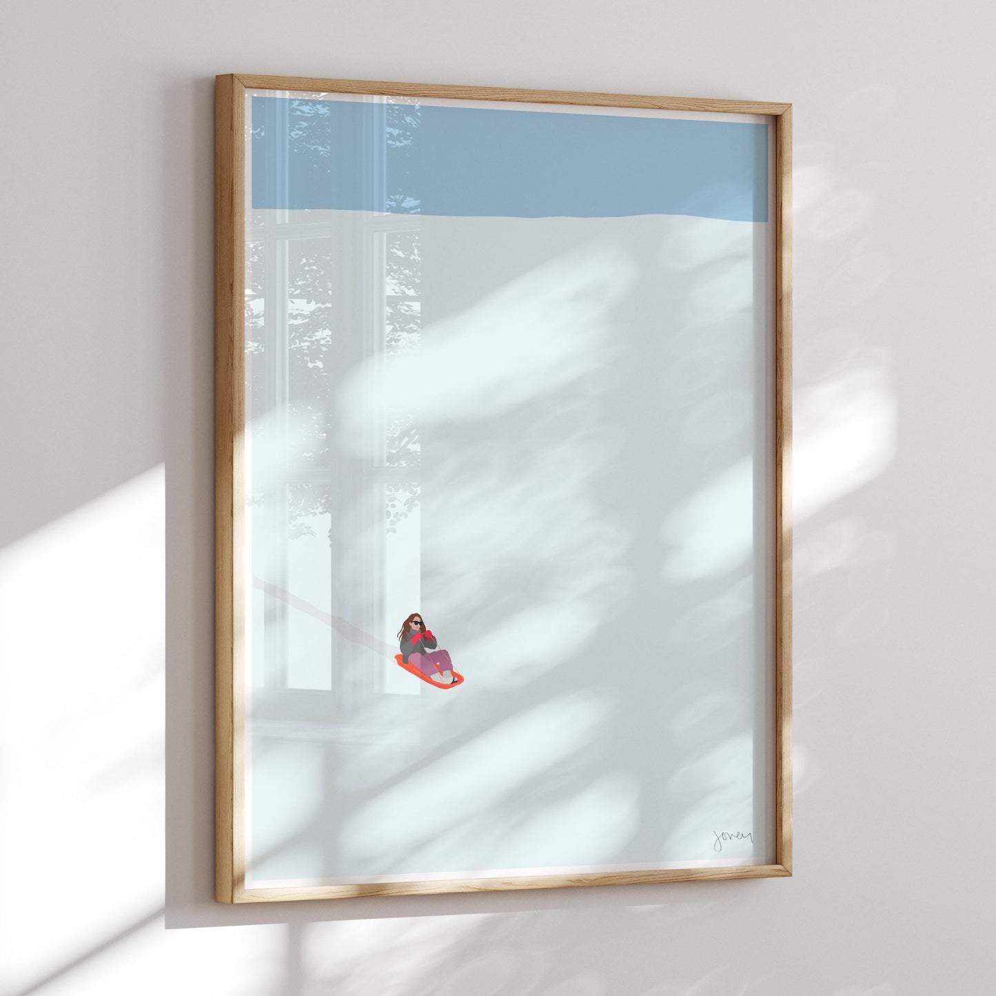 Tobogganing Art Print - Unframed or Framed - 211225