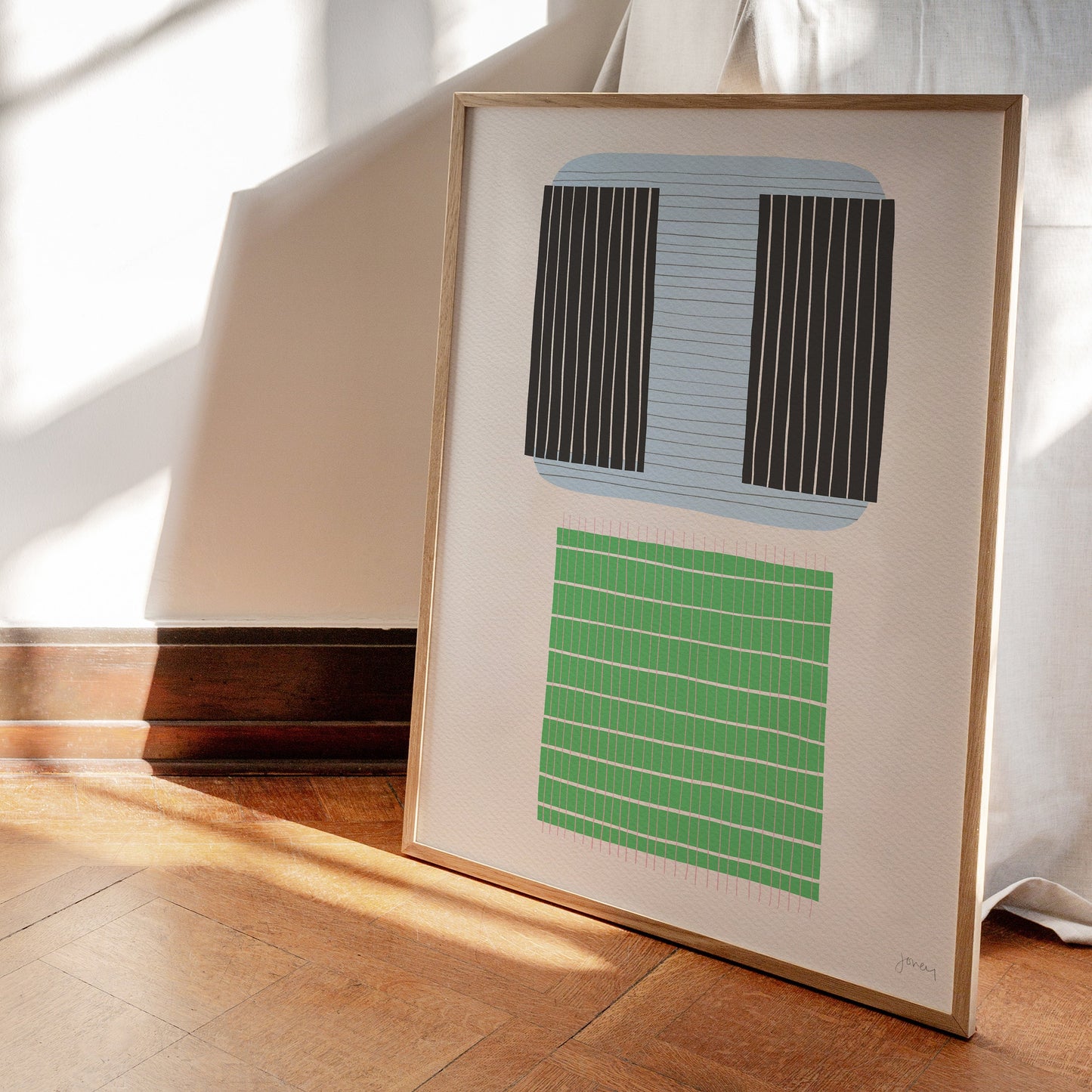 Blue and Green Abstract Art Print- Unframed or Framed - 190705