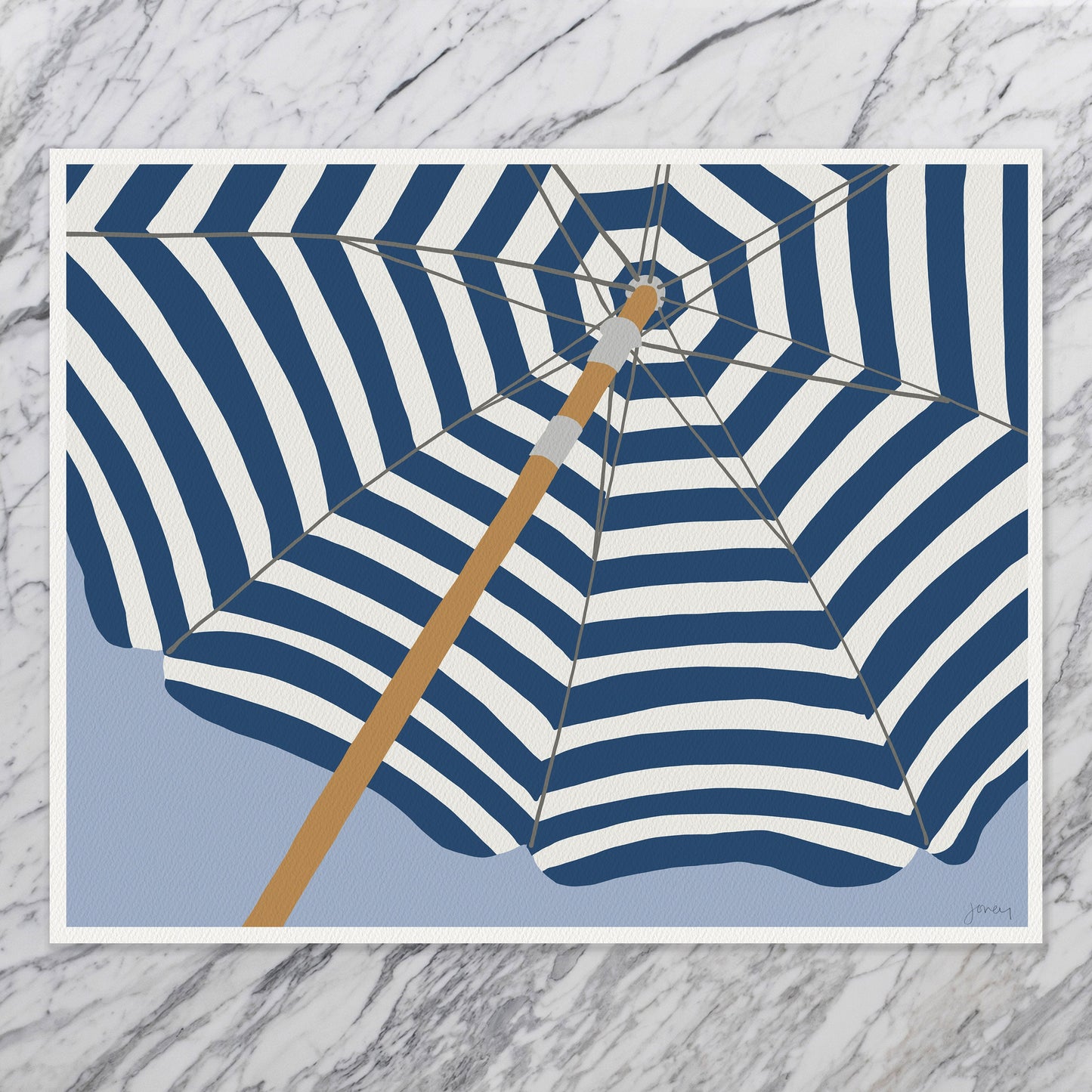 Navy Umbrella Art Print - Unframed or Framed - 240714