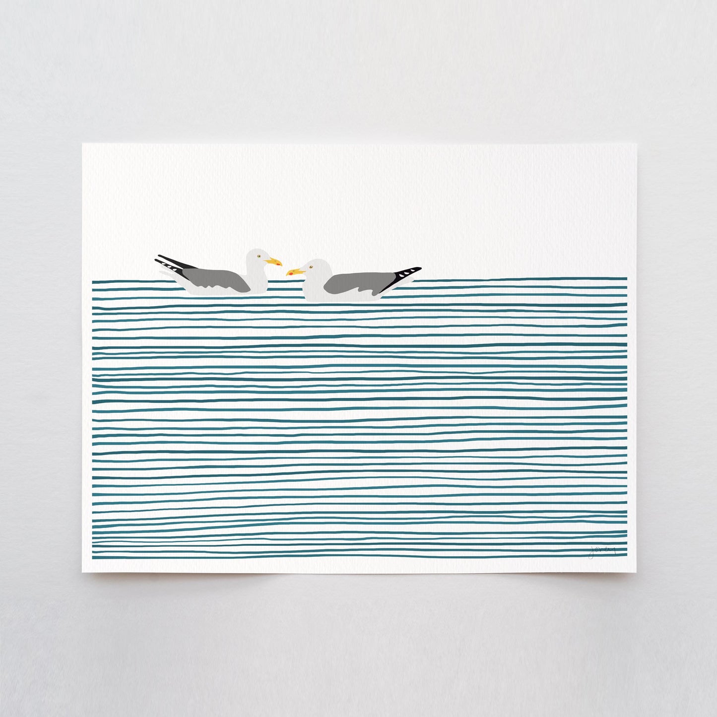 Seagulls Floating Art Print - Unframed or Framed - 250327