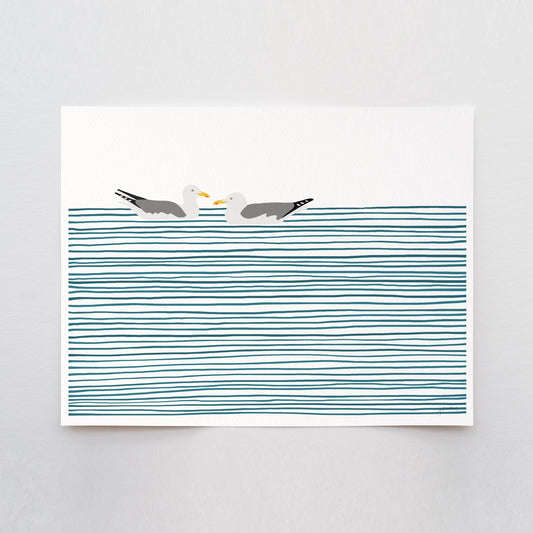 Seagulls Floating Art Print - Unframed or Framed - 250327