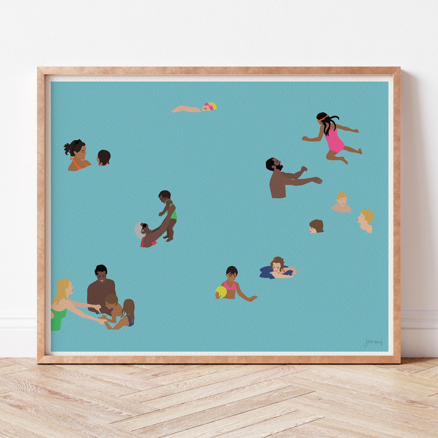 Family Swimming Art Print - Unframed or Framed - 160503