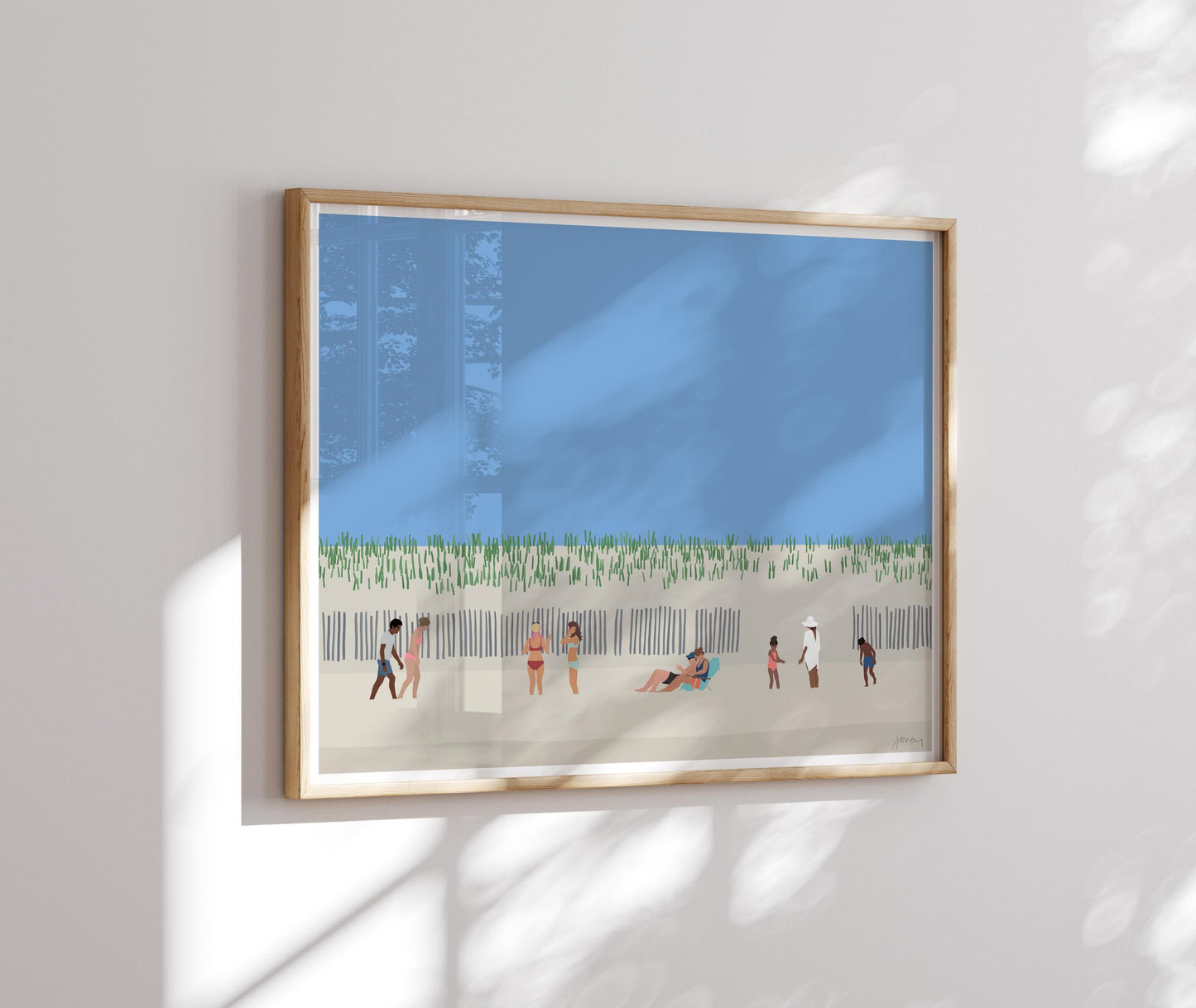 Beach Dune Fence Wall Art, Coastal Signed Print