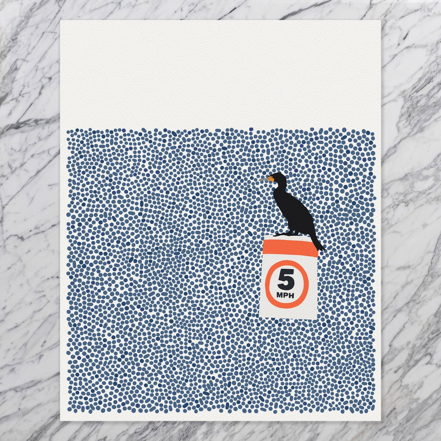 Cormorant on Buoy Art Print - Framed or Unframed - 140812