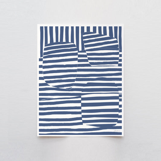 Striped Blue Abstract Art Print - Unframed or Framed - 170905