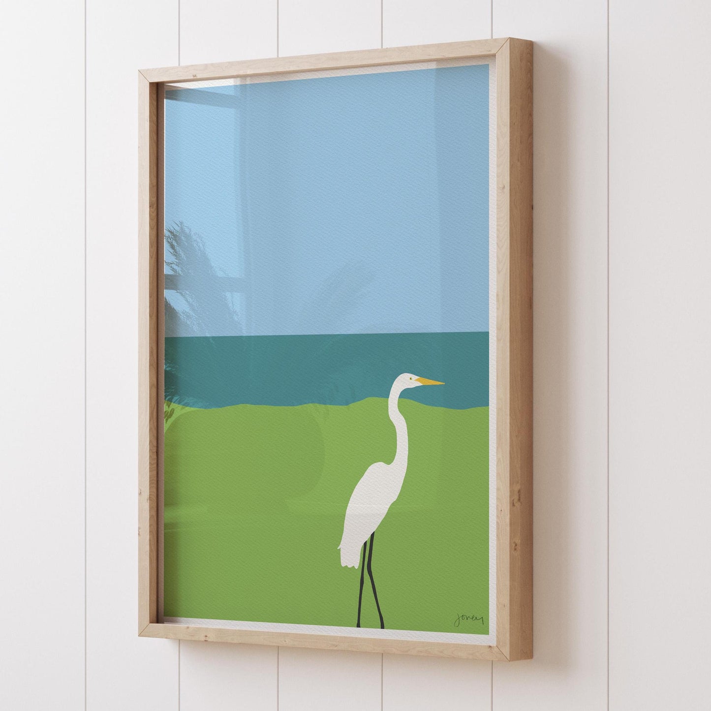 Crissy Field Great Egret Art Print - Unframed or Framed - 130402