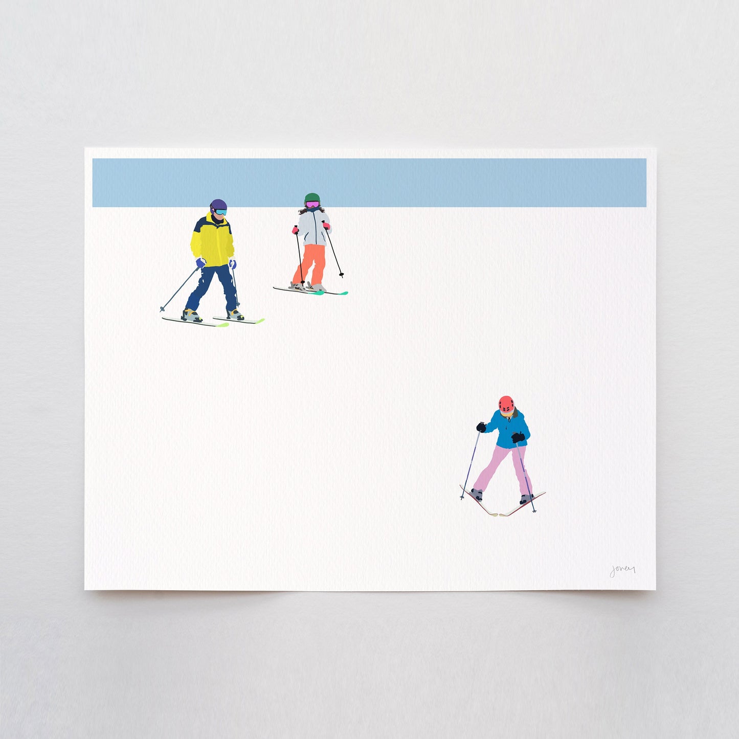 Ski Family Art Print -  Unframed or Framed - 220108