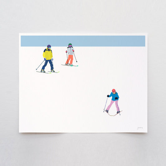 Ski Family Art Print -  Unframed or Framed - 220108