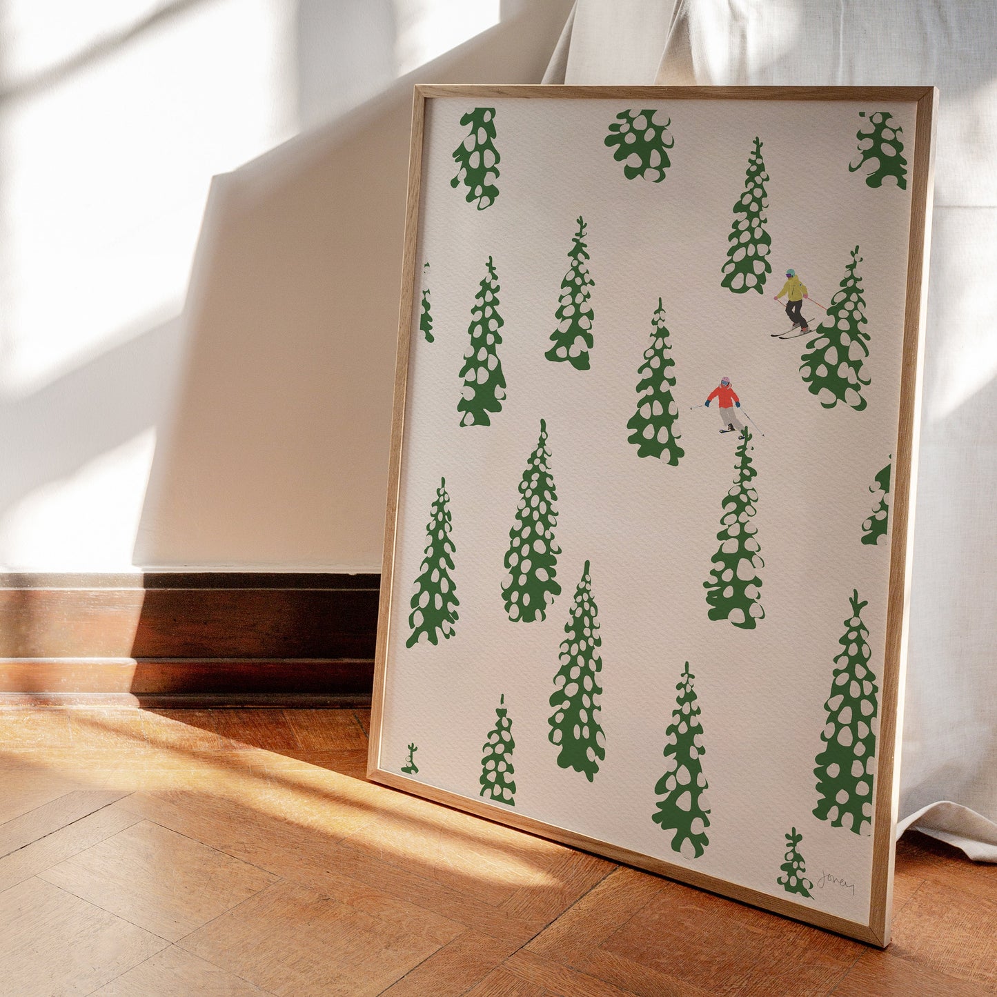 Skiing the Trees Art Print - Unframed or Framed - 230114