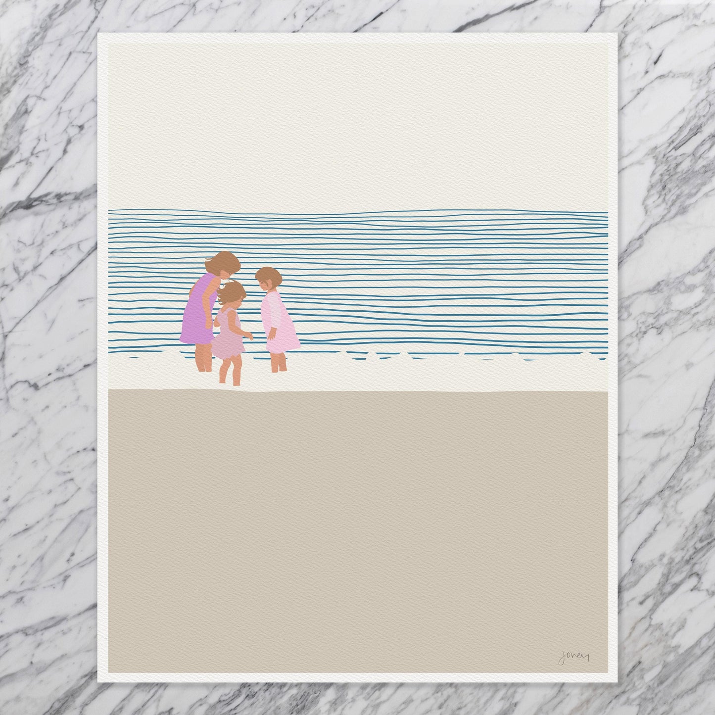 Three Sisters on the Beach Art Print - Unframed or Framed - 140619