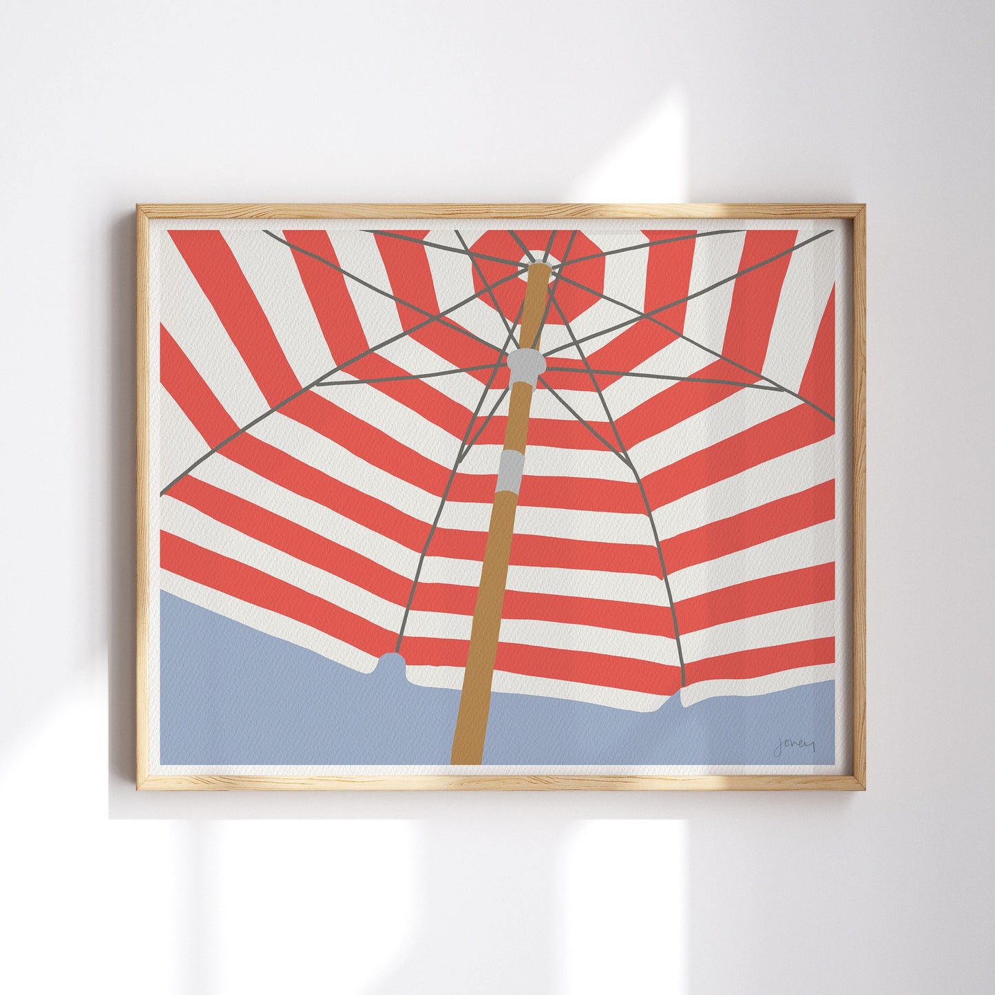 Coral Umbrella Art Print - Unframed or Framed - 240714